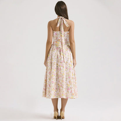 Begonia Floral Midi Dress In Peach
