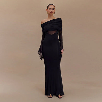 Saya Luxe Bodycon Maxi Dress in Black