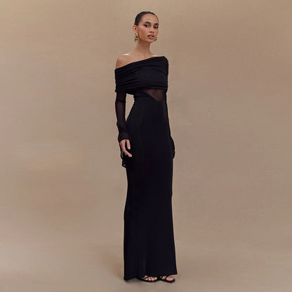 Saya Luxe Bodycon Maxi Dress in Black