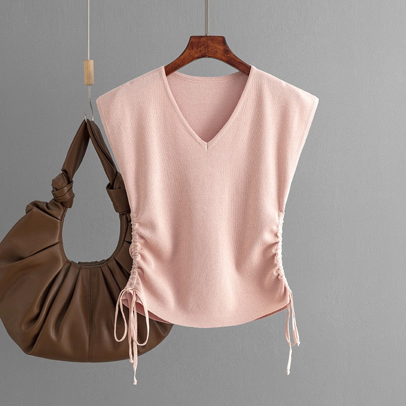 Norie Knit Summer Top In Peach