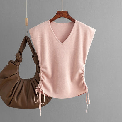 Norie Knit Summer Top In Peach