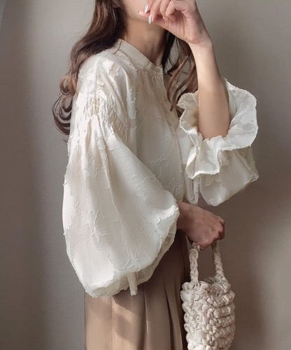 Natala Puffed Sleeve Formal Shirt In White