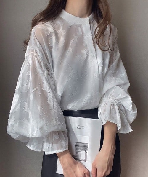 Natala Puffed Sleeve Formal Shirt In White