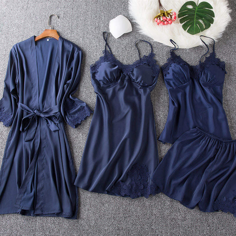 Cosmia Loungewear Set - Set Of 4 In Navy Blue