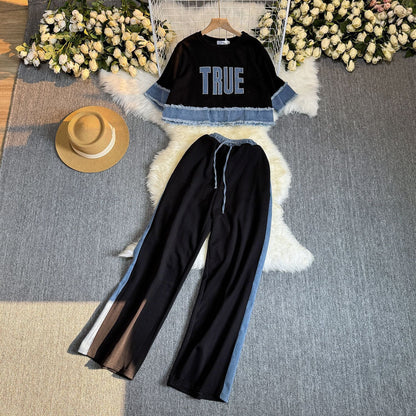 Noemi Knitted Soft Denim Co-ord Set In Black