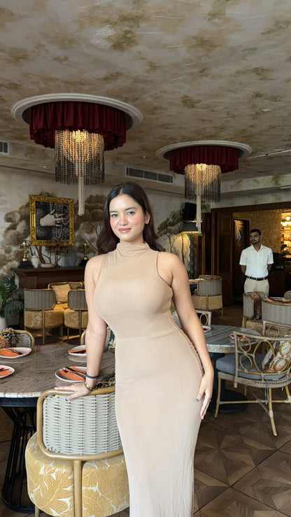 Saddle Statement Bodycon Maxi Dress