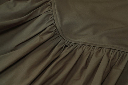Camille Statement Balloon Dress In Olive