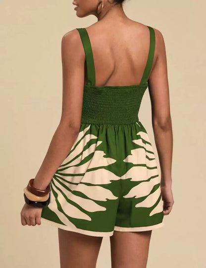 Sabella Cut-Out Romper In Green