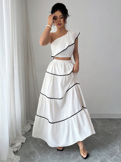 Valentino One-Shoulder Top With Skirt Coord Sets