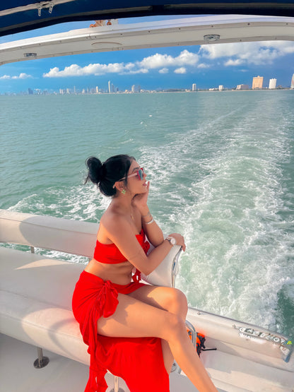 Mayne Summer Holiday Coord Set -Resortwear In Red