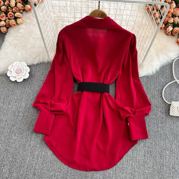 Locaste Statement Shirt With Belt In Red