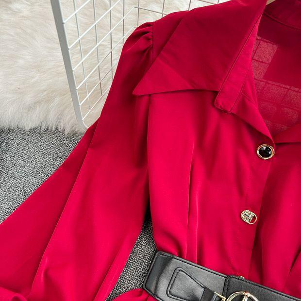 Locaste Statement Shirt With Belt In Red