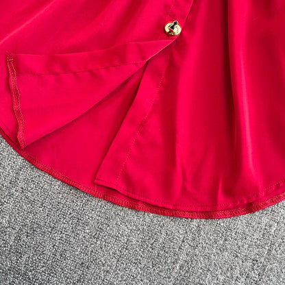 Locaste Statement Shirt With Belt In Red