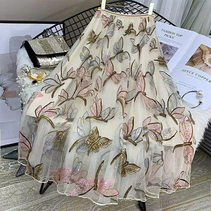 Hansel Embroidered Skirt In Beige