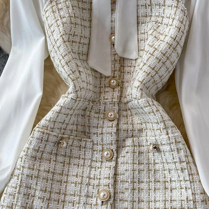 Barrow Tweed Dress In Beige