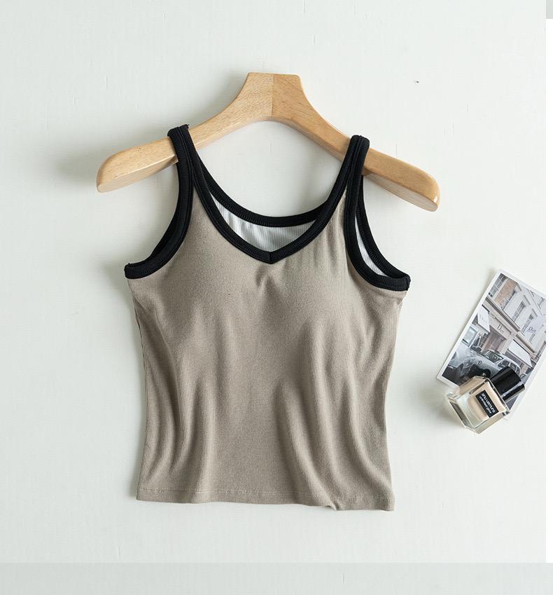 Bagatelle Tank Tops with Inbuilt Bra In Beige