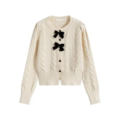 Maya Cute Woolen Sweater with Bow Detail