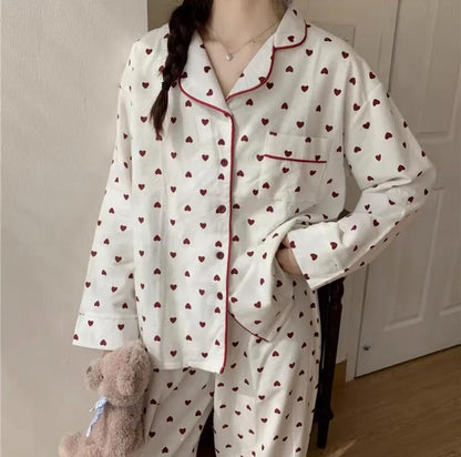 Emani Heart Print Nightsuit In Pink