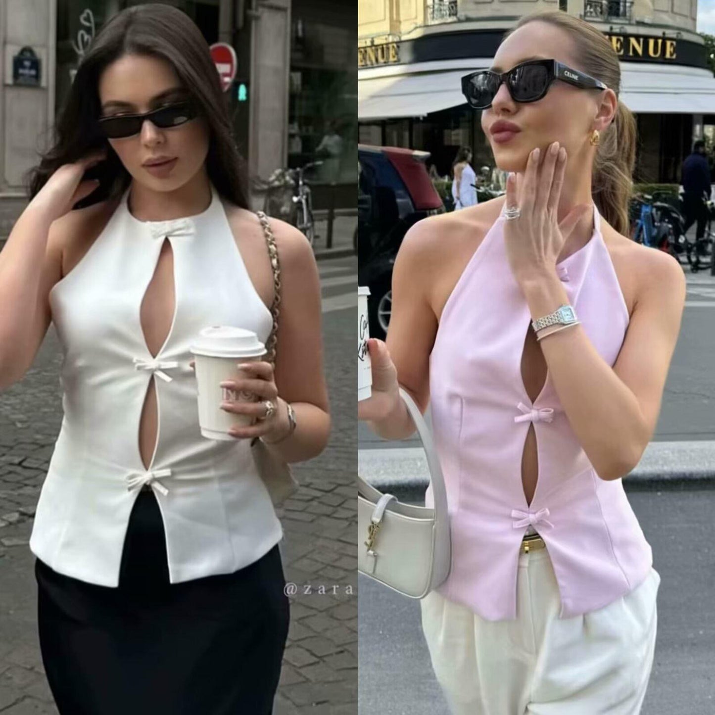 Hilton Statement Vest Knot Top In White