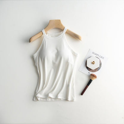 Dia Tank Tops with Inbuilt Bra In White