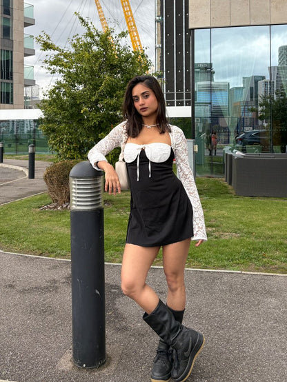 Serbia Lace Mini Dress In Black