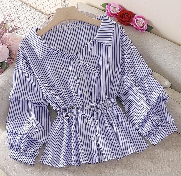 Donna Striped Blouse In Blue