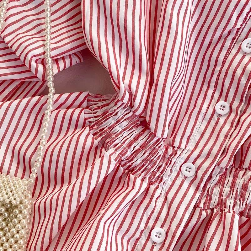 Donna Striped Blouse In Red
