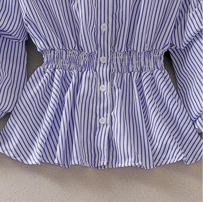 Donna Striped Blouse In Blue