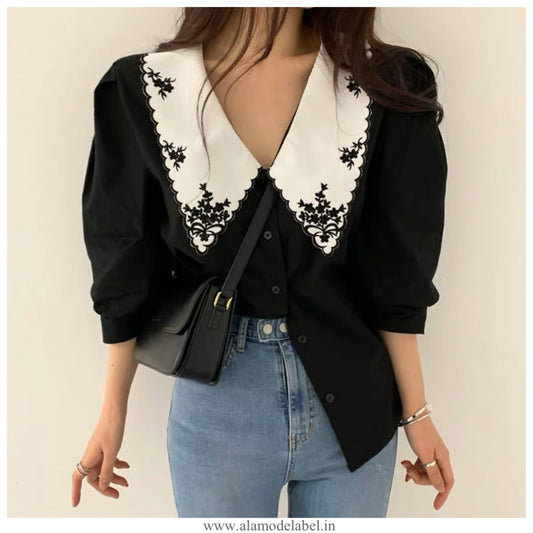 Tempa Vintage Blouse In Black