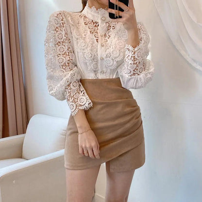 Sale Luxury Lace Blouse In White