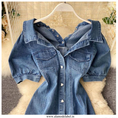 Calista Offshoulder Denim Dress