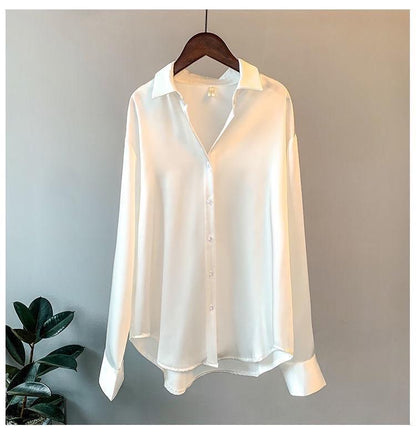 Hathor Luxury Satin Shirts In White