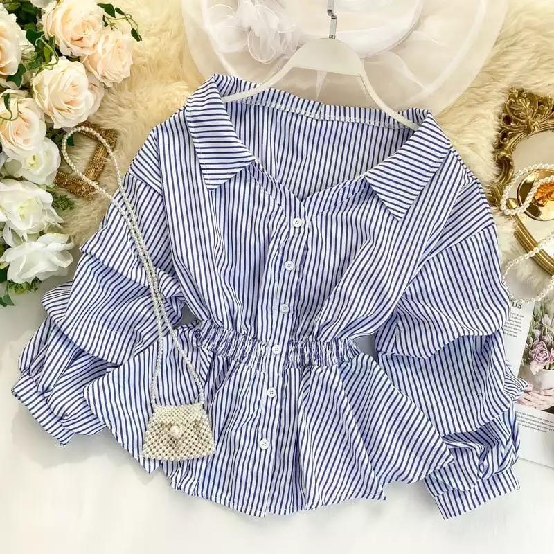 Donna Striped Blouse In Blue