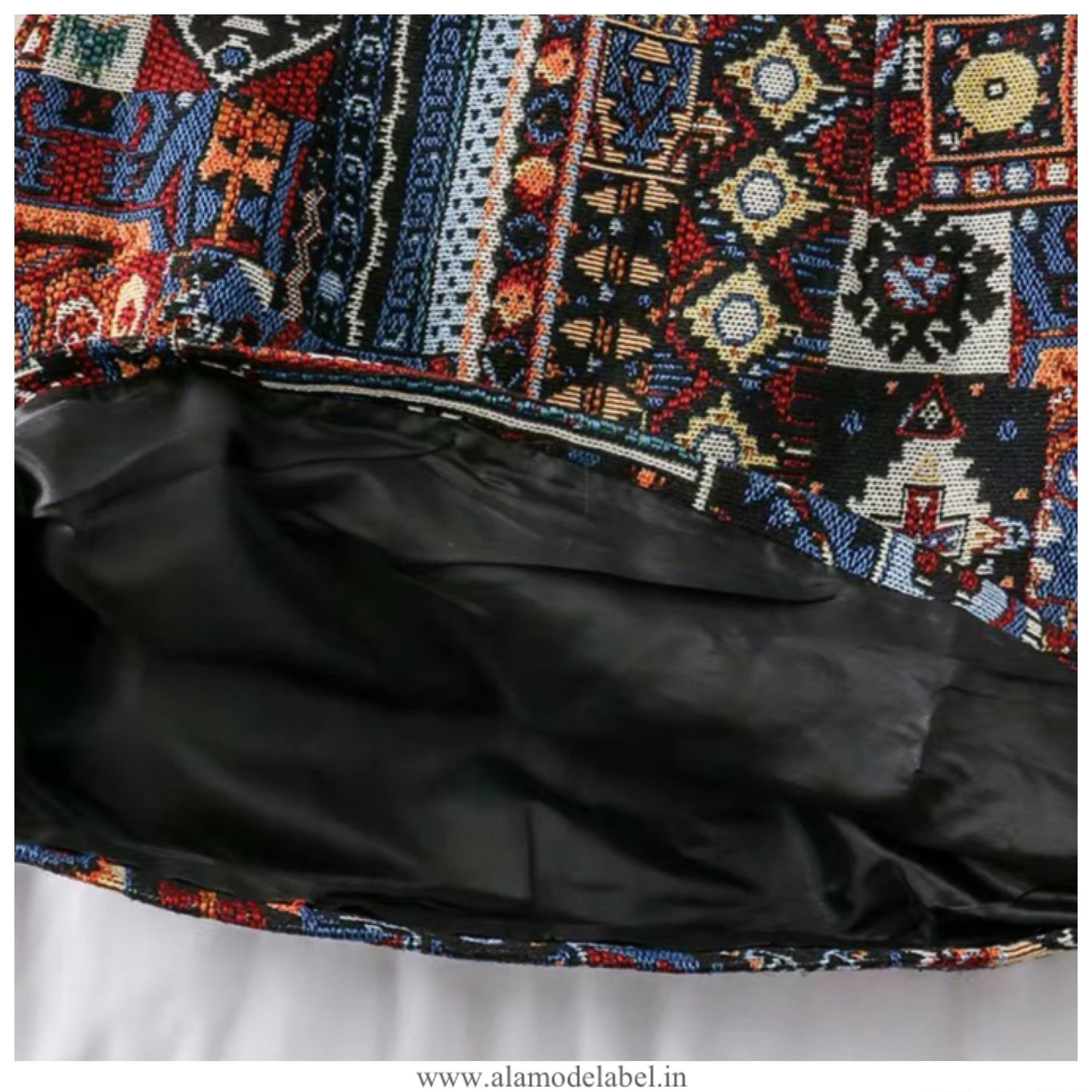 Vintage Tesla Embroidered Skirt In Red