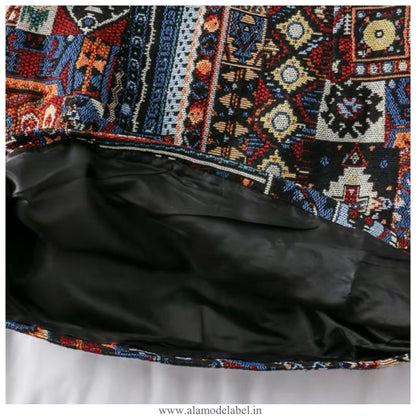 Vintage Tesla Embroidered Skirt In Red